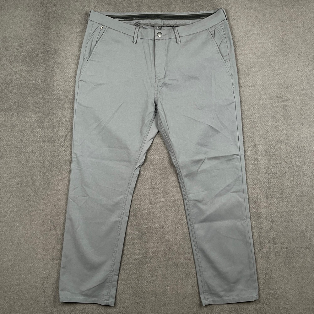 DU/ER NuStretch Flex Pants Mens 38x30 Gray Slim Straight Performance Chino